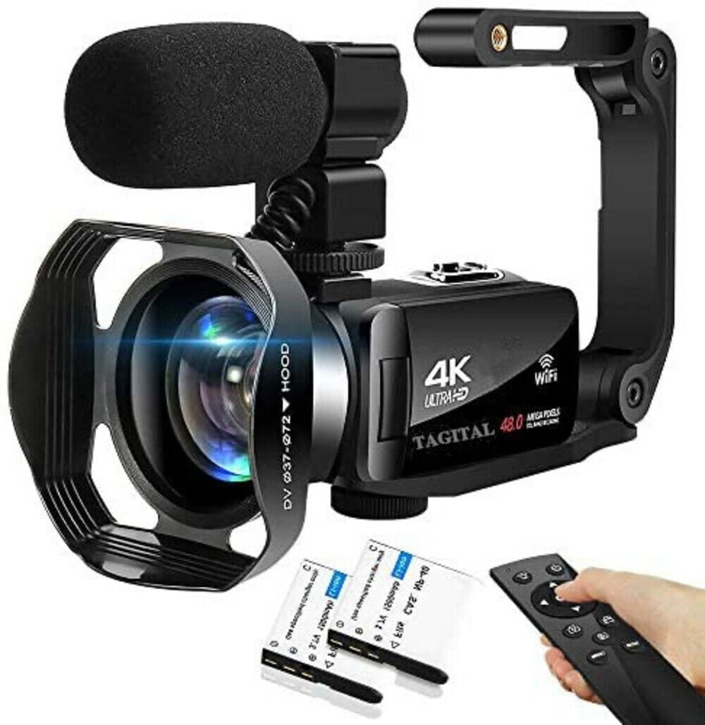 Tagital Video Camera 4K Camcorder UHD Vlogging Camera for YouTube WiFi 48M Digital Zoom Camcorder IR Night Vision 3 in Touch Screen Support Webcam Microphone photo