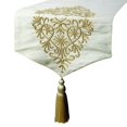 thumbnail image 1 of The HomeCentric Decorative 14'' x 48'' Ivory & Gold Table Runner, Silk Fabric, Damask Pattern, Contemporary Style, 4 Seater, 1 of 3