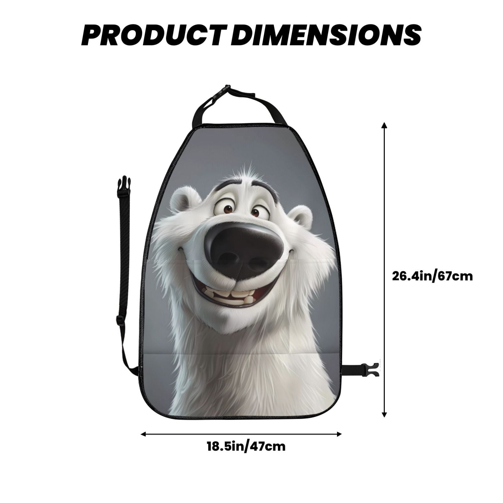 Kdxio Smiling Polar Bear Print 2 Pack Car Kick Mat Seat Cover Back Protector Mat with Pockets for Organizer Backseat Protector and Storage Anti Kick Pad for Vehicles