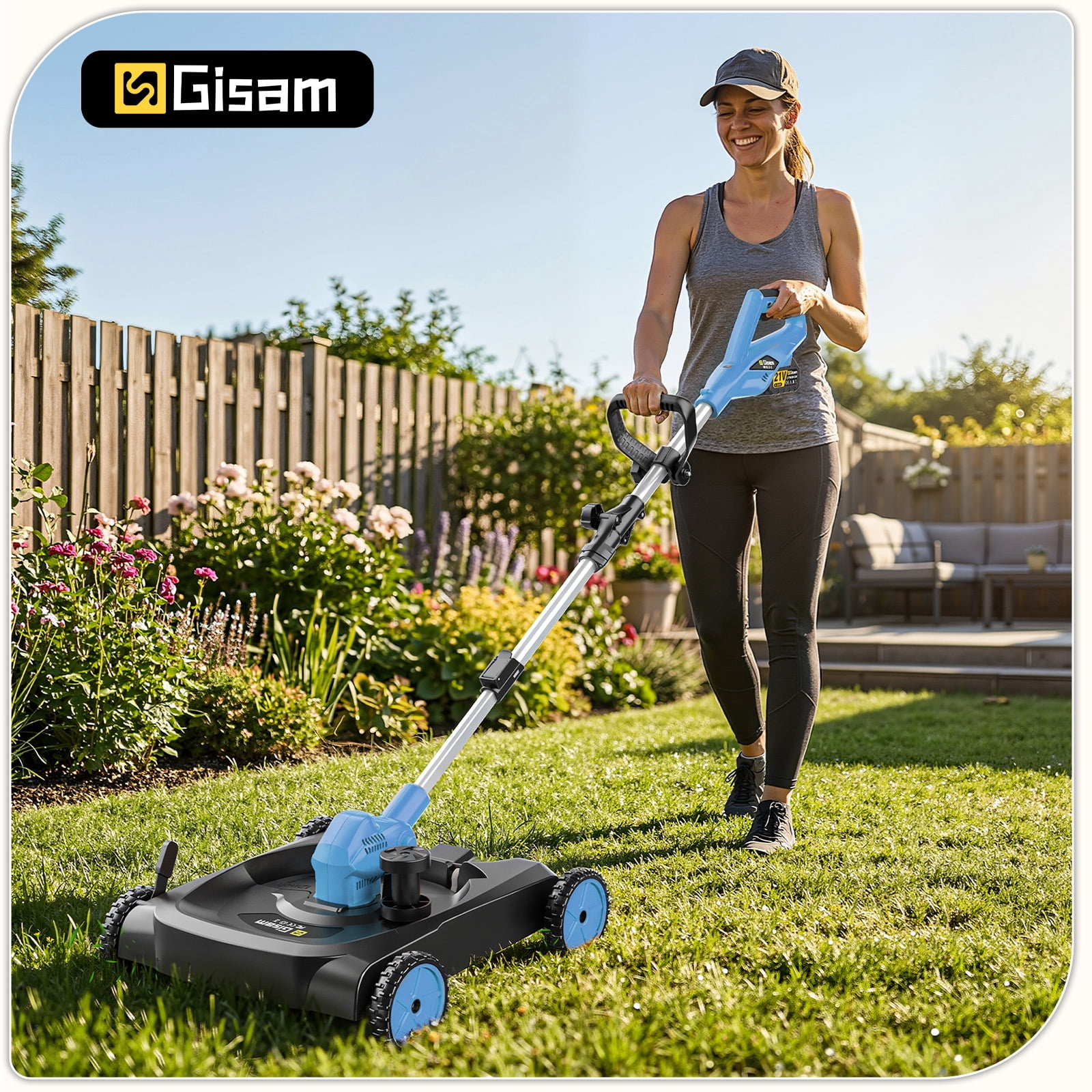 3-in-1 Cordless Lawn Mower, 3000W Brushless String Trimmer &  Wheeled Edger Combo Kit,  3 Blades & String for Lawn Weeds Shrubs, Adjustable Height & Angle Electric Weed Wacker Garden Tools