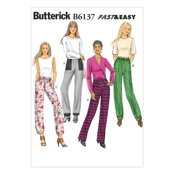Butterick Ladies Easy Sewing Pattern 6137 - Semi-Fitted Casual Pants