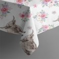 thumbnail image 4 of White Highland Cow Flower Pattern Rectangle Tablecloth 60"x102",Waterproof Polyester Rectangle Table Cloth, Wipeable Spillproof Polyester Tablecloth for Dining, Camping, Indoor and Outdoor, 4 of 6