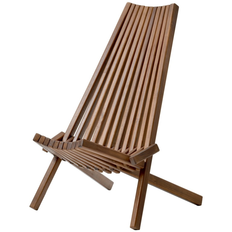 Folding Wooden Outdoor Chair Low Profile Acacia Wood Lounge Chair