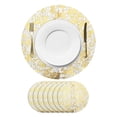 thumbnail image 1 of 8Pcs Manteles Redondos Desechables Negros, 13" Decoraciones de Mesa con Brillos Metálicos, 1 of 6