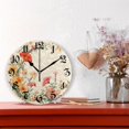 thumbnail image 2 of Wall Clock 10 Inch Silent Non-Ticking 8 Flowers on Yellow Battery Operated Rustic Retro for Living Room Home Kitchen Bathroom, 2 of 7