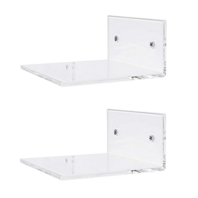 2PCS Bathroom Small 10cm Clear Floating Wall Shelf Display Organizer Durable