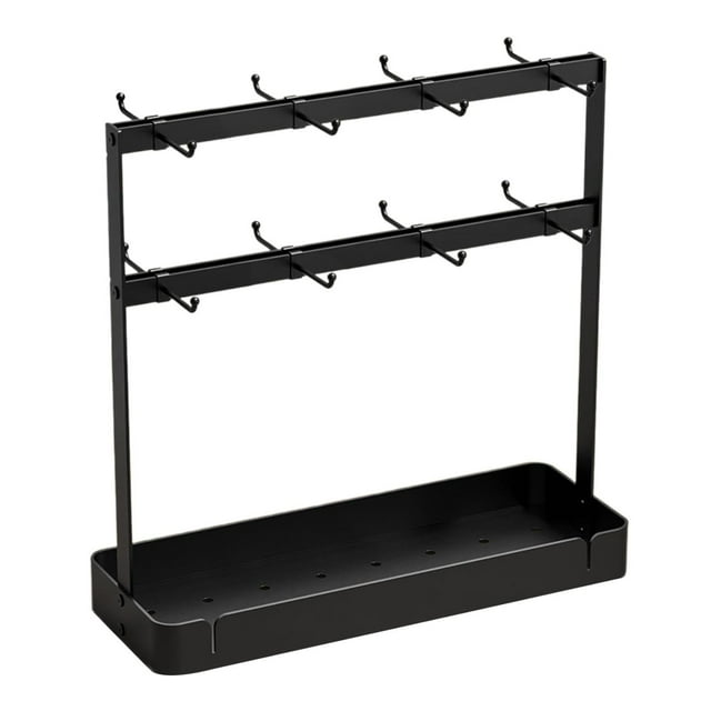 Soporte para tazas de café con Base de almacenamiento, versátil, 2 niveles, con ganchos móviles, soporte para tazas de café, soporte para para
