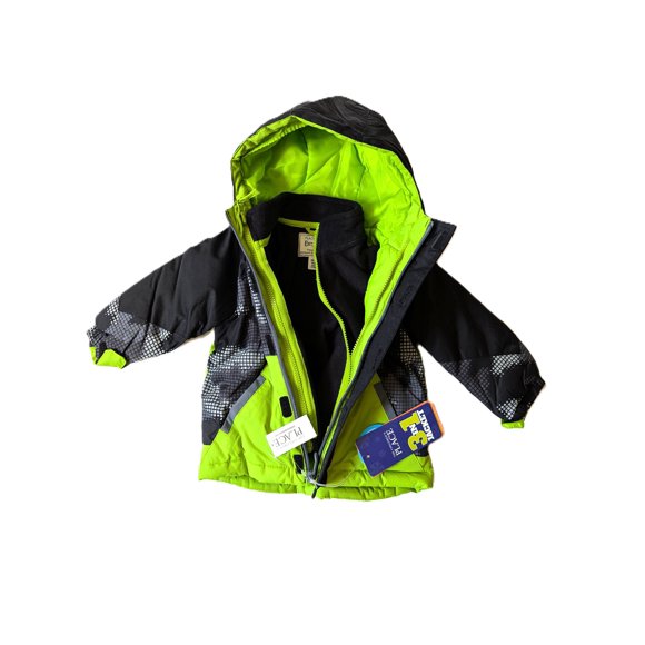 The Children's Place Boy's 3-in-1 Winter Jacket Camo Ski Puffer Wind Water-Resistant Fleece Inner 18-24 Months/2T Green/Gray