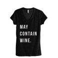 thumbnail image 1 of May Contain Wine Women's Fashion Relaxed V-Neck T-Shirt Tee Heather Black Large, 1 of 2