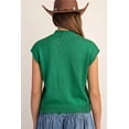 thumbnail image 3 of Women's Western Horseshoe Print Sweater – Bright Green Mock Neck Short Sleeve Summer Knit, XL, 3 of 5