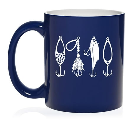 

Fishing Lures Gift For Dad Gift For Father Fisherman Gift Ceramic Coffee Mug Tea Cup Gift for Her Him Friend Coworker Wife Husband (11oz Blue)