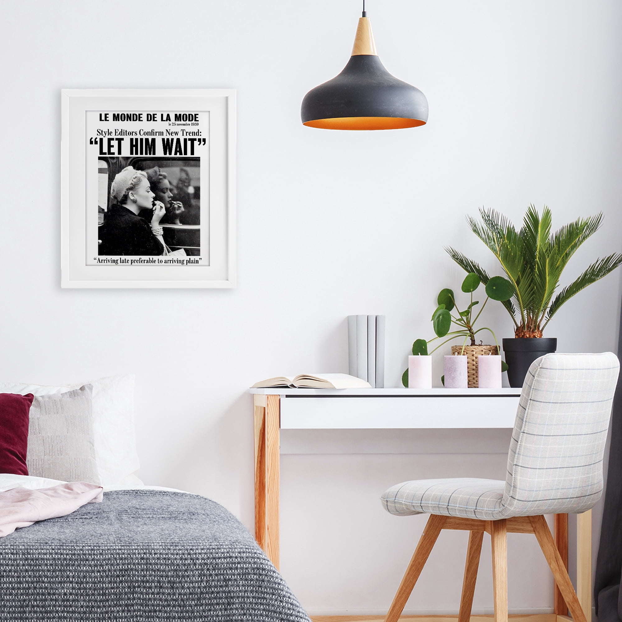 Stupell Industries Let Him Wait Advice White Framed Print Under Glass, design by Annabelle Hall