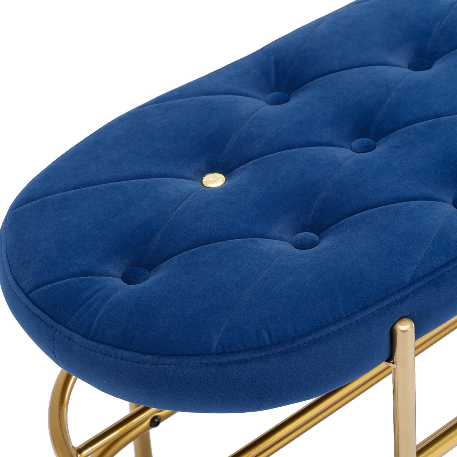 Kadyn Upholstered Velvet Beach, End of Bed Bench with 2 Shelf, Storage Beach for Living Room, Entrance, Navy