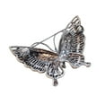 thumbnail image 2 of Butterfly Green Rhinestone Vintage Brooch, Silver Tone, 2 of 9