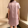 thumbnail image 2 of VONCOS Button Down Nightgowns for Women Cozy Silk Pajama Dress Shorts Sleeve Loungewear Sleepwear for Home Hotel Vacation, Pink Size M, 2 of 4