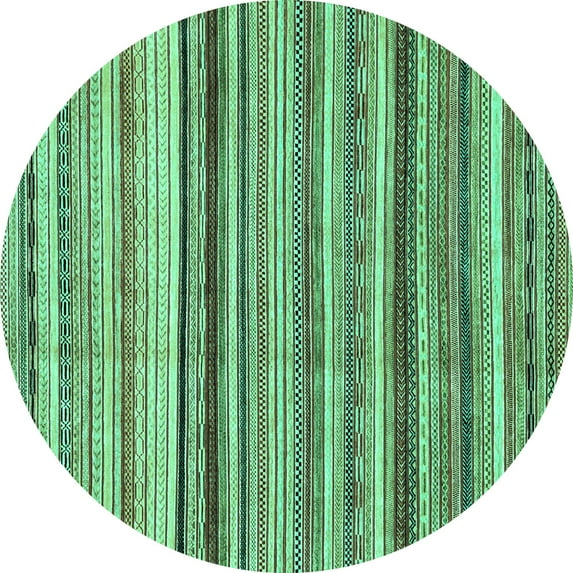 Ahgly Company Indoor Round Abstract Turquoise Blue Modern Area Rugs, 5' Round