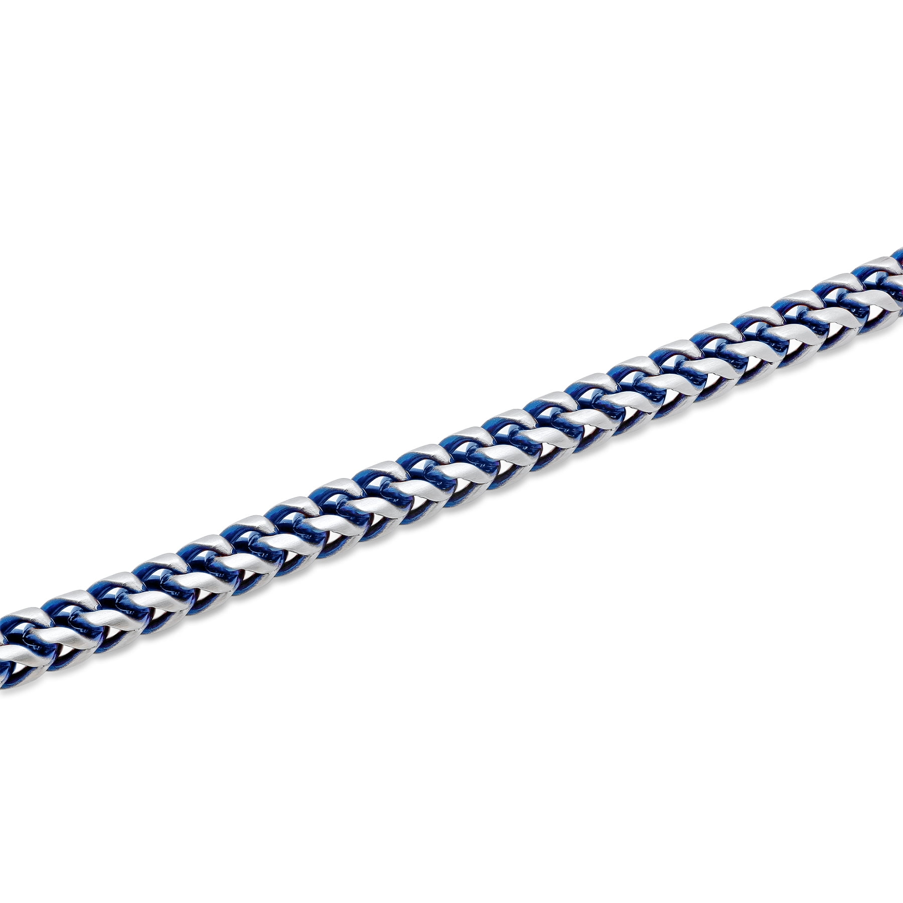 Men’s Stainless Steel and Blue Foxtail Curb Link Chain Bracelet