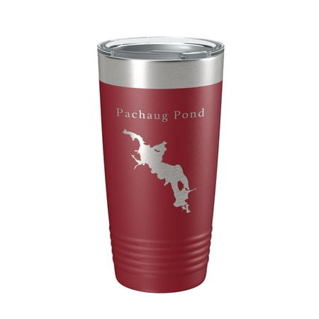 

Pachaug Pond Tumbler Lake Map Travel Mug Insulated Laser Engraved Coffee Cup Connecticut 20 oz Maroon