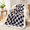 Brown-blue Plaid-Queen(90"x90"), variant on Brown Leopard King(108"x90") Reversible Fleece Bed and Couch Blanket