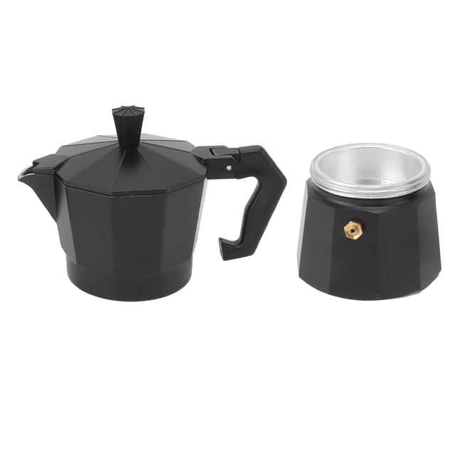 Moka Pot, Hand Brewed Stovetop Moka Pot Aluminum Alloy for Travel Black 300ml