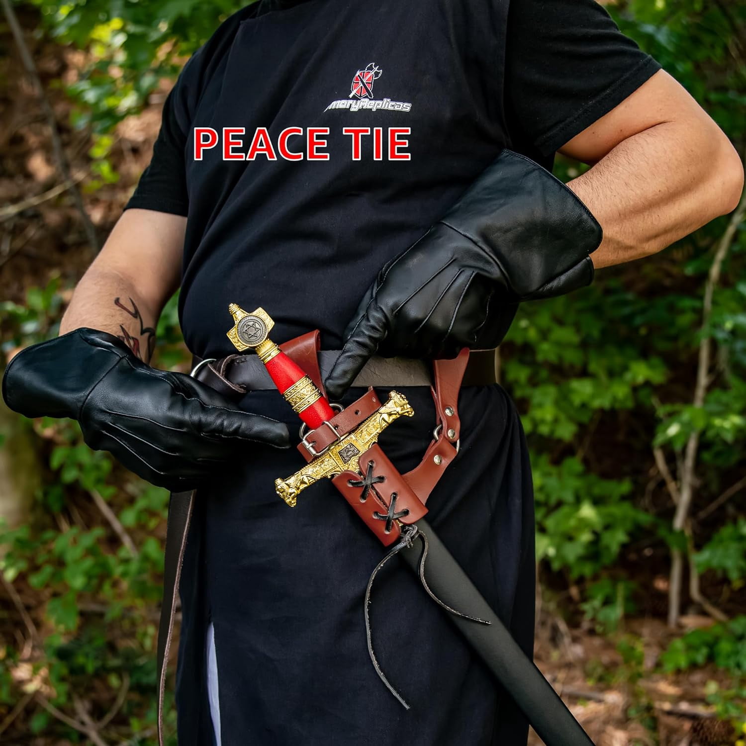 Medieval PU Leather Sword Belt Holder - Renaissance Knight Scabbard For Viking LARP Costume 3 thumbnail image