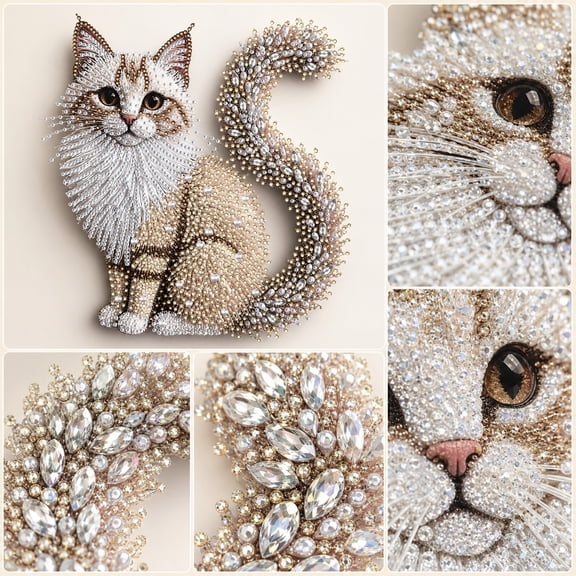 5D Cat Special Shape Diamond Art Kits for Adults Beginner, Animal Cat Diamond Painting Kits for Adults, DIY Full Drill Gem Art Paint by Diamonds Dots Crafts Kits for Home Decor 12x12Inch