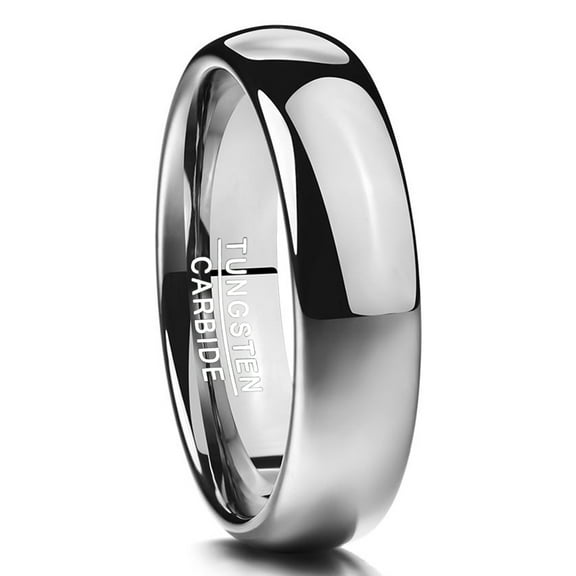 6mm Tungsten Wedding Band Ring Men Women Plain Dome High Polished Comfort Fit Size 7-12