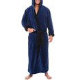thumbnail image 1 of Men Long Bath Robe Dressing Gown Sleepwear Hooded Fluffy Fleece Bathrobe, 1 of 3