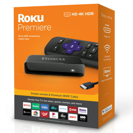 Roku Premiere HD/4K/HDR Streaming Media Player, Simple Remote and Premium HDMI