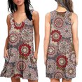 thumbnail image 4 of Coofit Robe pour Femme Mode à Imprimé Sans Manches à Col en V Robe Ample Robe Courte, 4 of 6