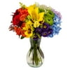 Over The Rainbow by Arabella Bouquets with Free Hand-Blown Glass Vase (Fresh-Cut Flowers)
