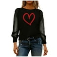 thumbnail image 7 of YTCAMLO Mesh Long Sleeve Womens Blouses Trendy Cute Love Heart Valentines Shirts Lightweight Round Neck Tunic Tops Dressy Outfits, 7 of 7