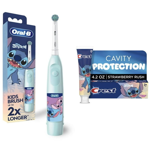 Oral-B Lilo & Stitch Battery Toothbrush and Crest Stitch Toothpaste Bundle