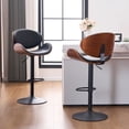 thumbnail image 7 of Kidol & Shellder Black Swivel Barstool Adjustable Bentwood Bar Stool Kitchen Island Counter Stool with Faux Leather Upholstery, Backrest & Footrest, Ideal for Breakfast Bars, Dining Rooms, 7 of 7