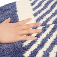thumbnail image 3 of Soft Fluffy Microfiber Oval Bathroom Rugs Non-Slip Strong Water Absorption Bath Mat (Blue and White Stripes, 18"x26"), 3 of 6