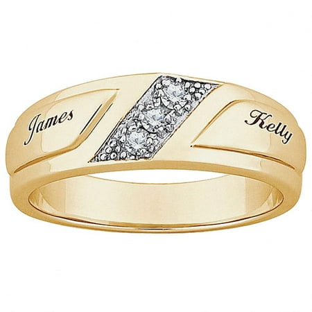 gold name ring personalized 10kt engraved cz