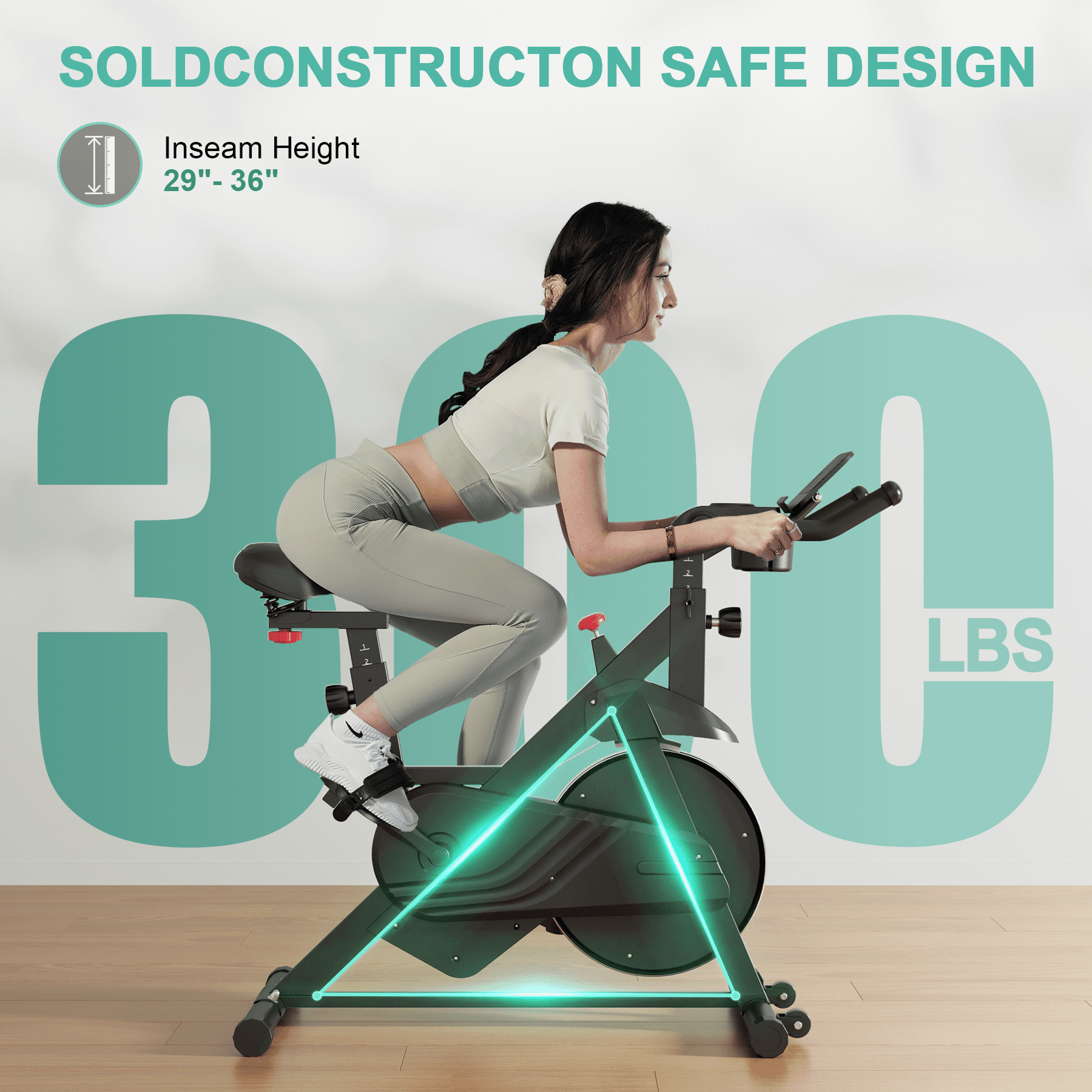SSPHPPLIE Exercise Bike Indoor  with PitPat App Cycling Bike Cycle Bicycle Adjustable Magnetic Resistance for Home Office Cardio Workout Machine Max Weight 300 lbs