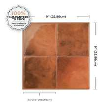 Smart Tiles Peel and Stick Backsplash, 5 Adhesive Tiles, Zellige Brown, 9"x9"