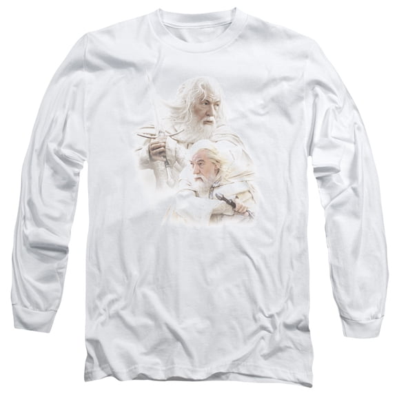 Lord of the Rings Gandalf The White Long Sleeve Adult 18/1 T-Shirt  White