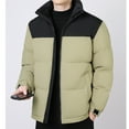 thumbnail image 4 of YueHuiYing Men's Casual Solid Color Block Jacket Stand Collar Long Sleeve Zip Up Loose Thickened Warm Winter Coat, 4 of 6