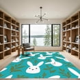 thumbnail image 2 of ODIKA 5'x7' Machine Washable Non-Slip Area Rug, Vintage Inspired Rabbit with Nature High Traffic Rug with Pad, Blue, 913120, 2 of 8