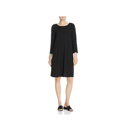 Eileen Fisher Long Silk - Eileen Fisher Womens Boat Neck Bell Sleeves Shirtdress