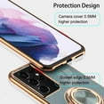 thumbnail image 4 of for Galaxy S22 Ultra Case with Ring, Built-in Rotation Finger Ring Kickstand Cover with Shiny Plating Rose Gold Edge Work with Magnetic Car Mount Slim Thin Bumper Case for Women Girls Gray, 4 of 14