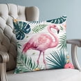thumbnail image 4 of Pillow Covers 16x16 Set of 2, Flamingo Throw Pillow Covers Decorative Couch Cushion Cover, Vintage Summer Palm Leaves Tropical Botanical Microfiber Soft Square Pillowcases for Bedroom Living Room, 4 of 9