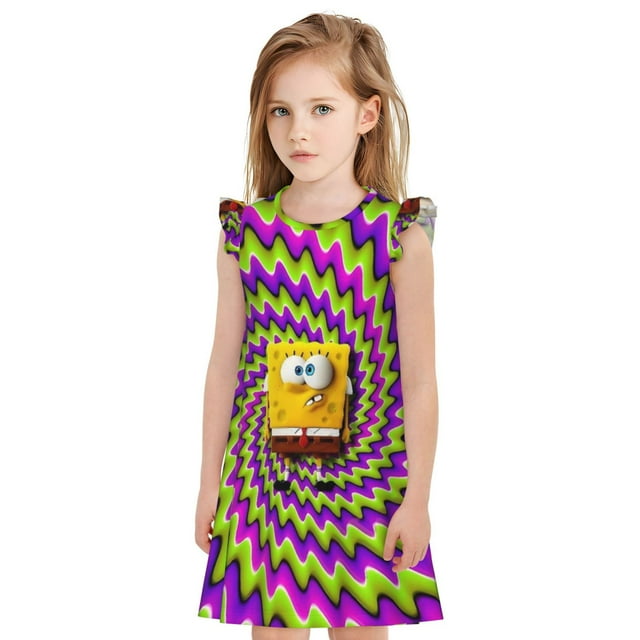 Goofa SpongeBob SquarePants Motif Douce & Délicate Chemises de Nuit pour Filles - Manches Courtes & Robe de Nuit Graphique - Vêtements de Nuit pour Filles (4-14 Ans)-Grand