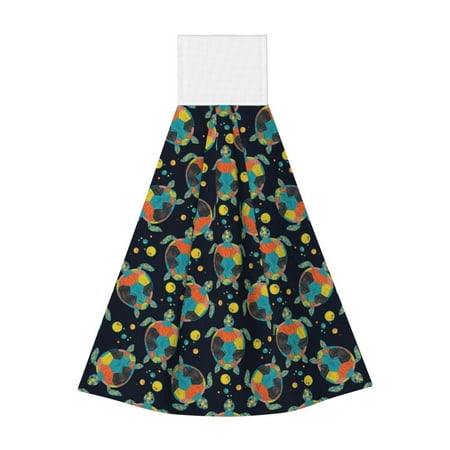 

Kdxio Colorful Turtles Hand Towel with Loop Hanging Towel Absorbent Tie Towels for Kitchen Tea Bar Bathroom Decor
