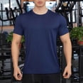 thumbnail image 2 of Mens Short Sleeve Muscle T-Shirt Bodybuilding Athletic Training Tee, Muscle Fit Crew Neck Fitness Top, Quick Dry 4-Way Stretch Performance Base Layer Solid Color, 2 of 7