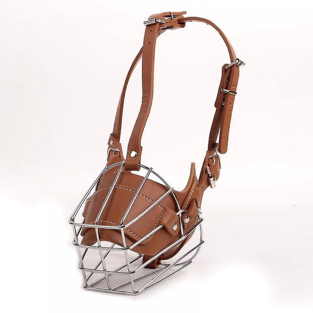 Bozal para perro, material de cuero, patrón de lazo ajustable duradero, cómodo y transpirable para evitar que los perros coman, mastiquen y ladren. Use este bozal para perros