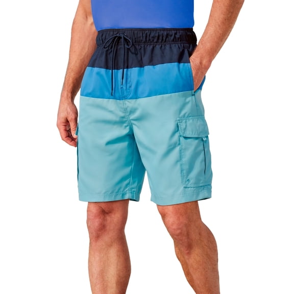 KingSize Men's Big & Tall 8" Printed Cargo Swim Trunks