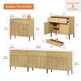 thumbnail image 3 of 94.5" Wooden Reeded Sideboard with Doors and Drawers, 3-In-1 Modern Wide Credenza Storage Cabinet for Kitchen, Dining Room, 3 of 7